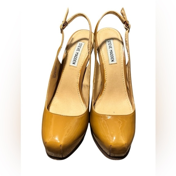 Steve Madden Chunky Slingback Heels Womens Size 10 Neutral - Picture 5 of 9
